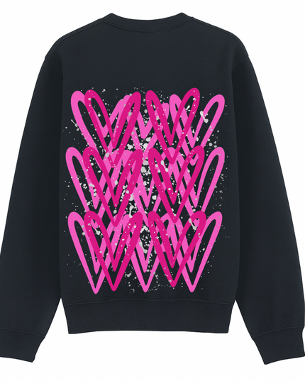Hot Pink/Silver Heart Printed Sweatshirt Adults