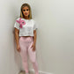 Cropped Pink Heart, evil eye, peace T-Shirt