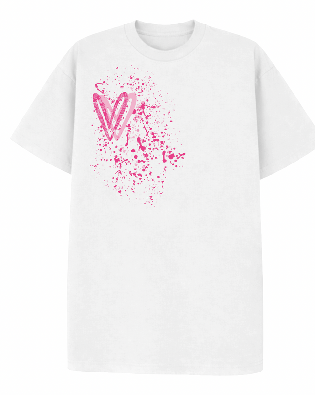 Hot Pink Paisley Heart Printed T-shirt Adult