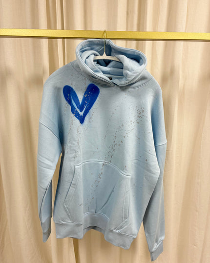 Royal Blue Heart Spray Painted Blue Hoodie Adults