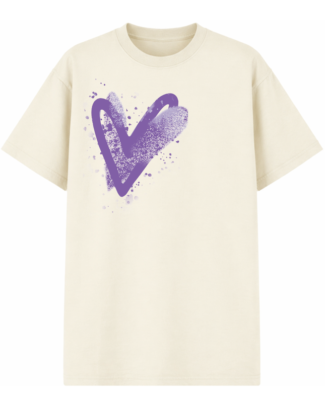 Lilac Scatter Heart Printed T-shirt Adult