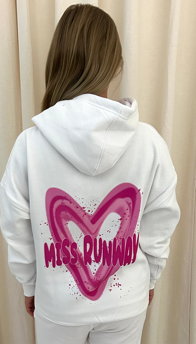 Miss Runway Pink Heart Printed Hoodie – image 4