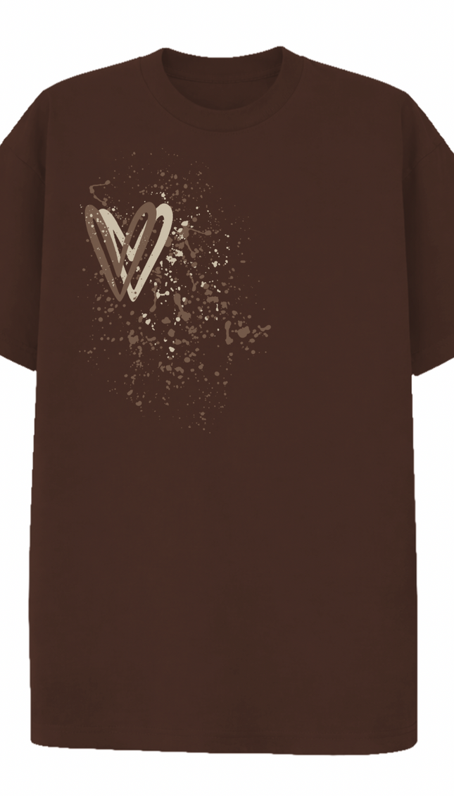 Beige Heart Printed T-shirt – image 8