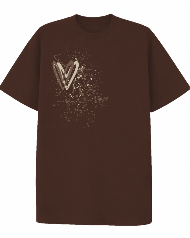 Beige Heart Printed T-shirt Adult