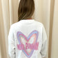 Miss Runway Pastel Heart Graffiti Sweatshirt White