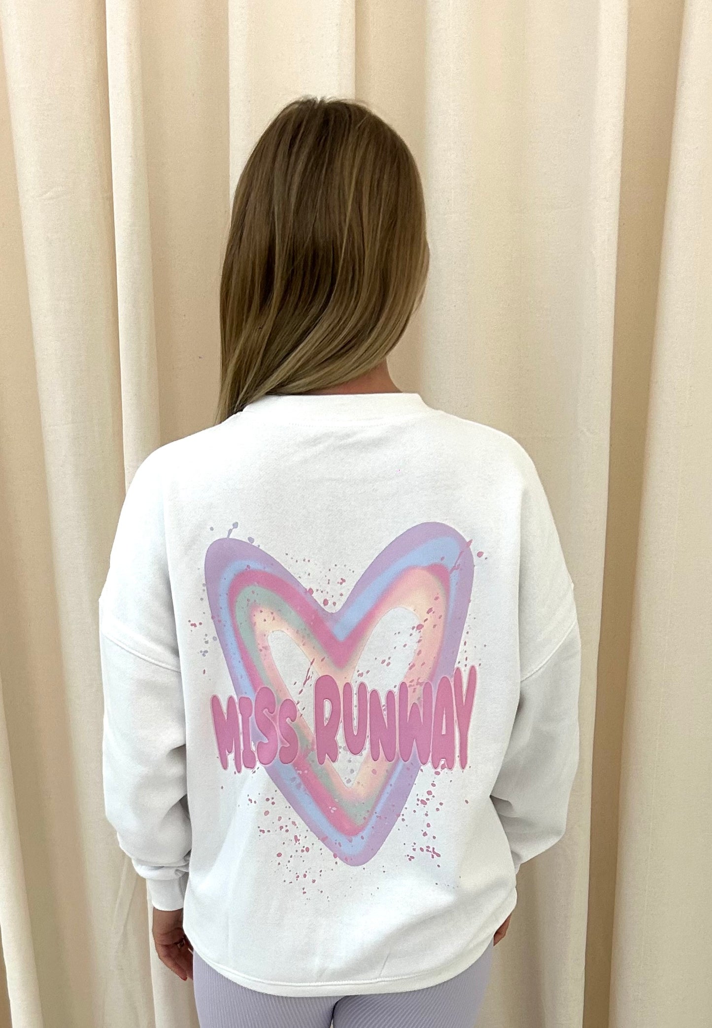 Miss Runway Pastel Heart Graffiti Sweatshirt White