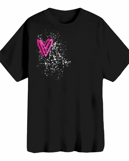 Hot Pink/Silver Heart Printed T-shirt Adult