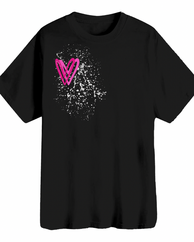 Hot Pink/Silver Heart Printed T-shirt Adult