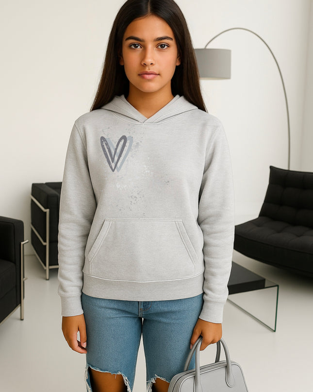 Grey Heart Printed Hoodie