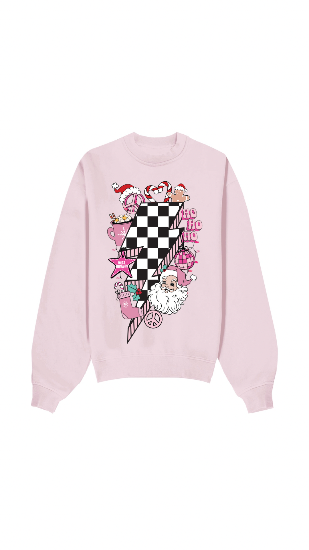 Miss Runway Lightning Bolt Christmas Sweatshirt Pink