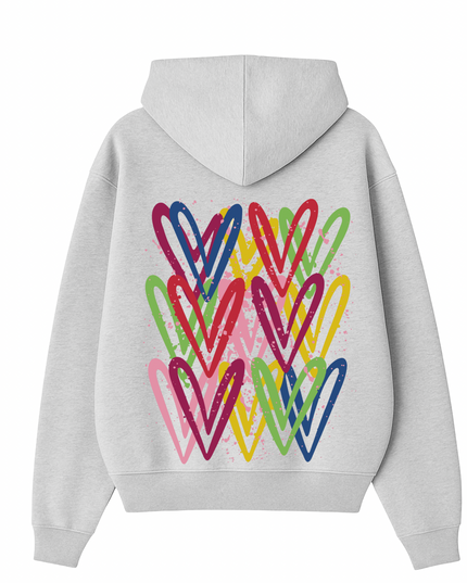 Dark Multicoloured Heart Printed Hoodie Kids