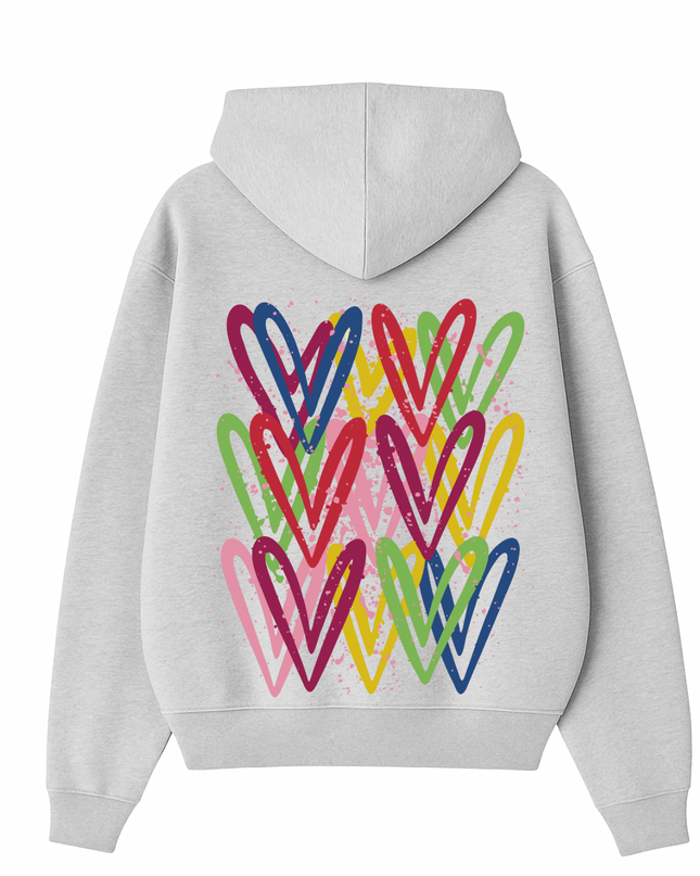 Dark Multicoloured Heart Printed Hoodie Kids