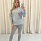 Miss Runway Multicolour Heart Graffiti Sweatshirt Legging Set Grey