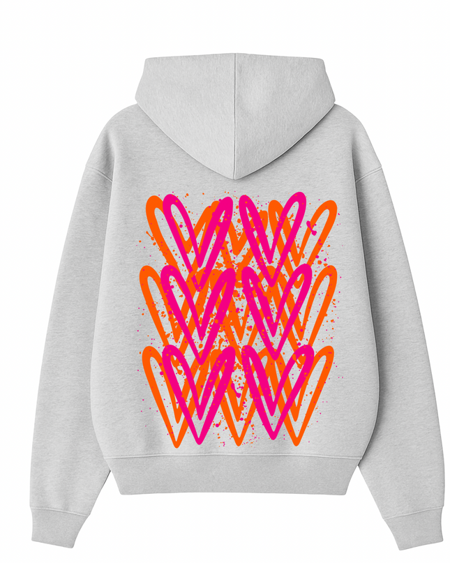 Neon Heart Printed Hoodie Kids