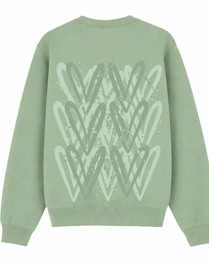 Sage Green Heart Printed Sweatshirt Adults