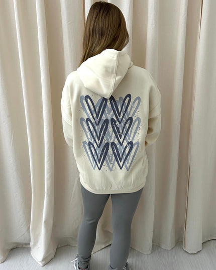 Grey Heart Printed Hoodie & Leggings Adults