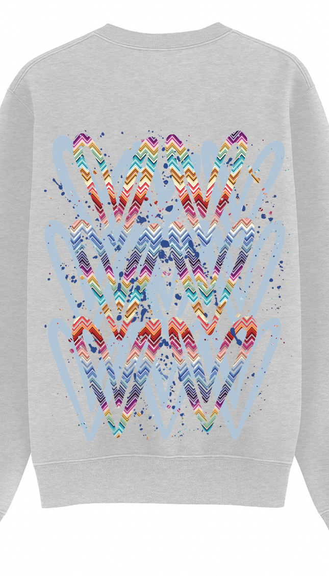 Multicoloured Zig Zag Heart Printed Sweatshirt – image 9