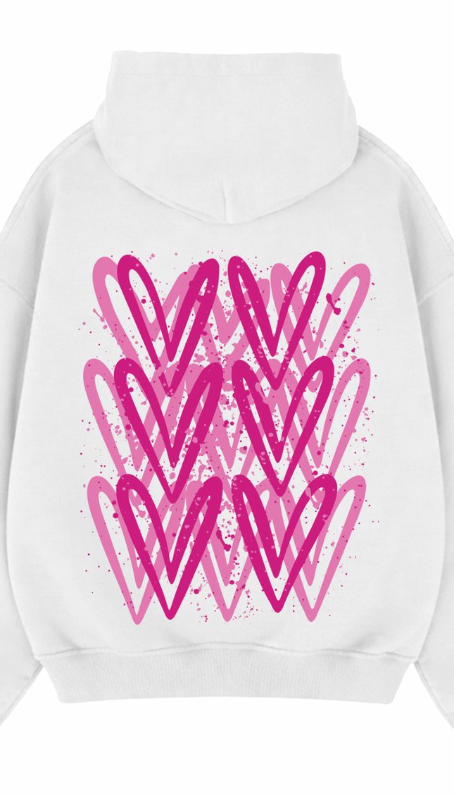 Hot Pink Heart Printed Hoodie – image 5