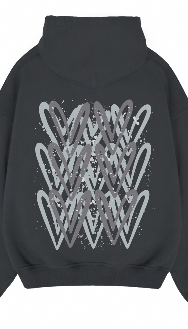 Grey Heart Printed Hoodie – image 5
