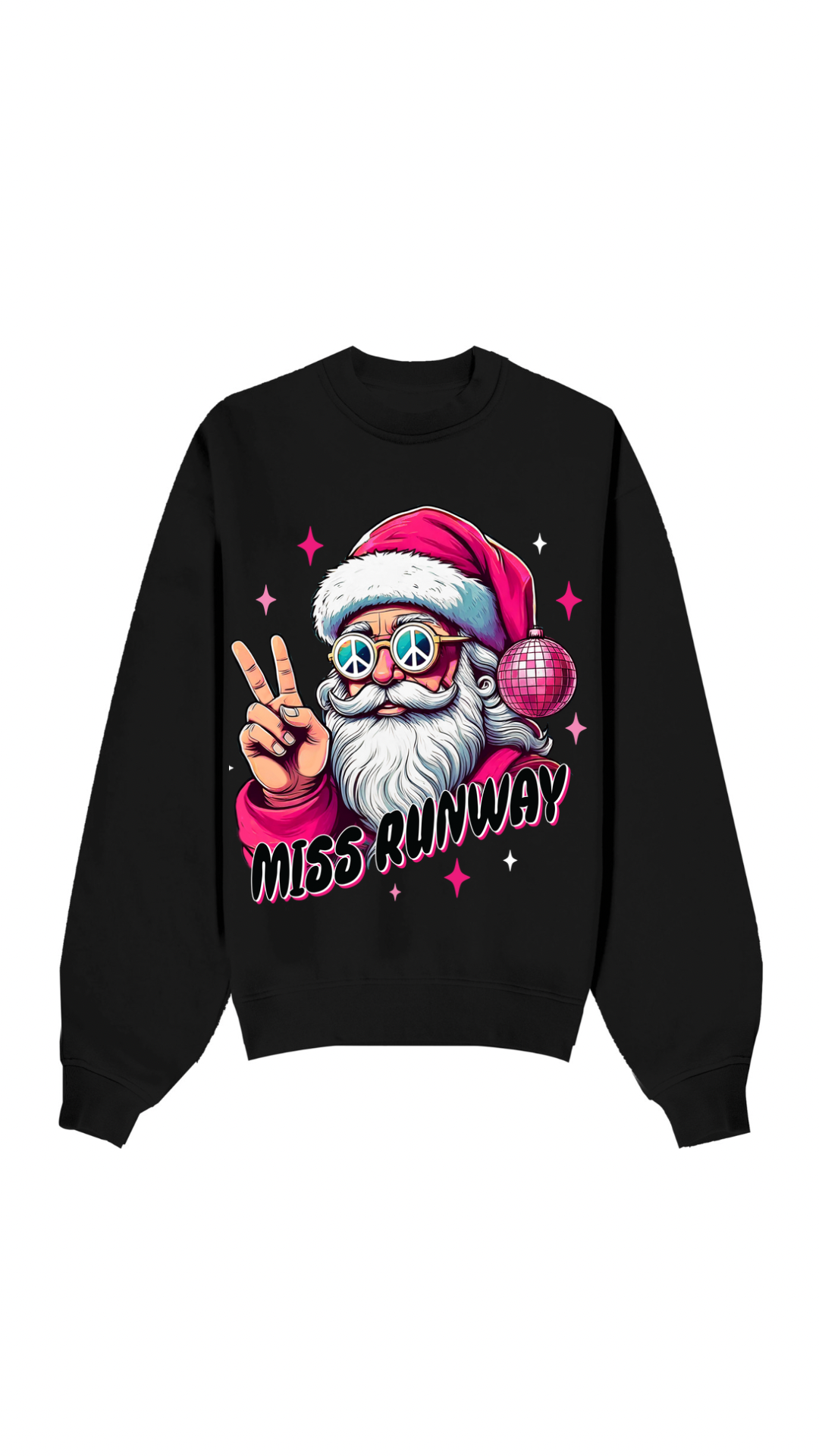 Miss Runway Peace Santa Sweatshirt Black