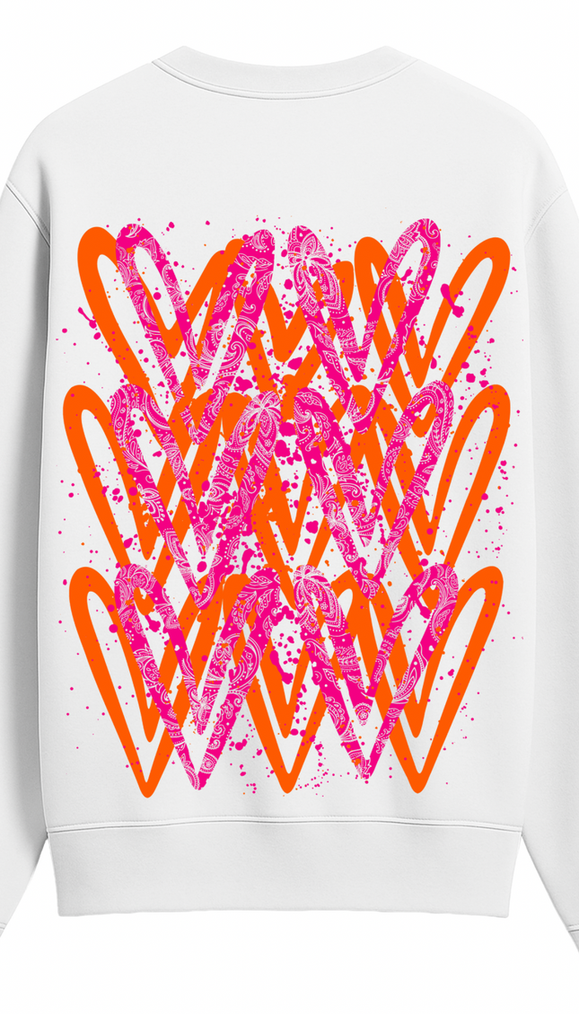 Neon Paisley graffiti heart sweatshirt with spray paint effect print – women's sweatshirt by Miss Runway
