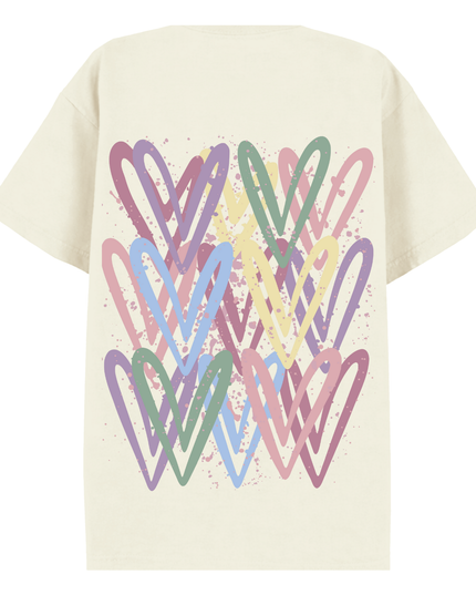 Dark Pastel Heart Printed T-shirt Adult