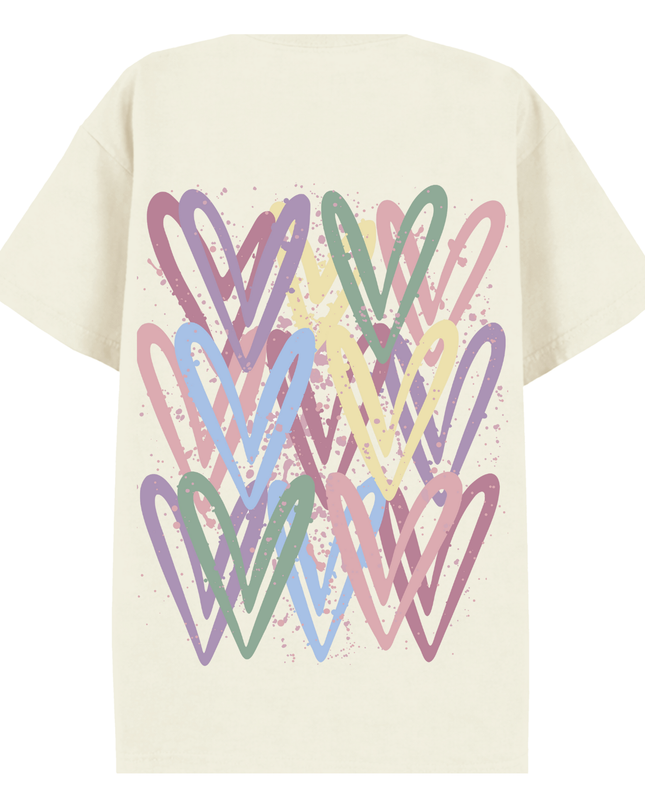 Dark Pastel Heart Printed T-shirt Adult
