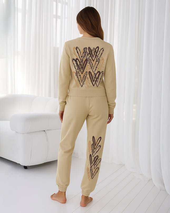 Leopard Print Hearts Printed Sweatshirt Tracksuit Adult