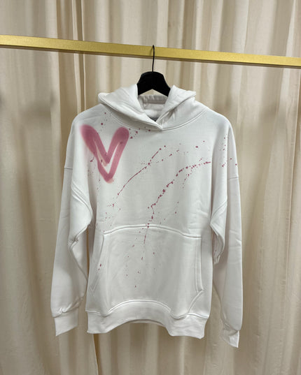Pink Hearts Spray Painted Hoodie Kids