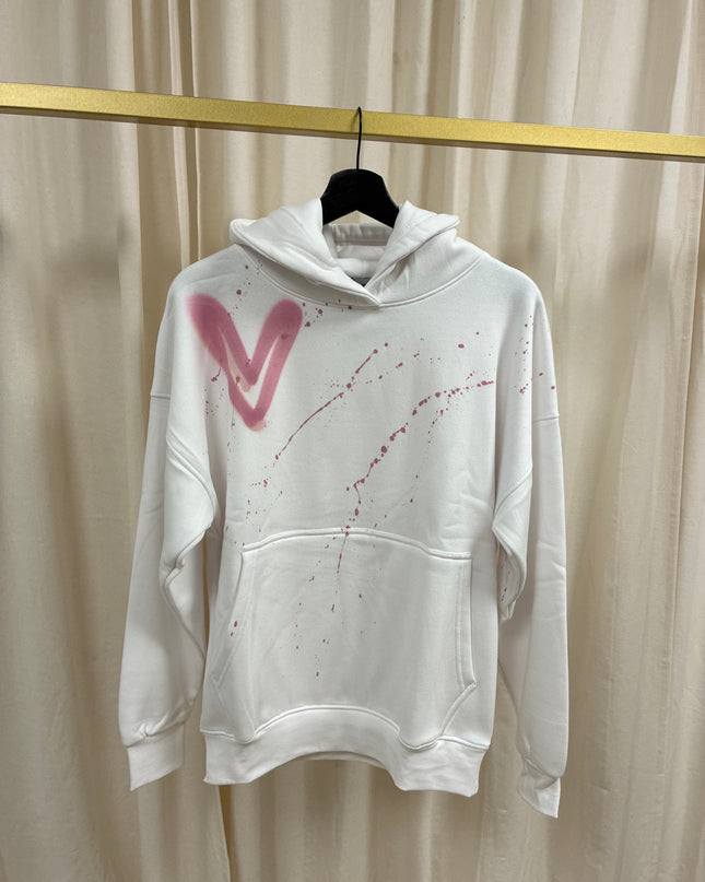 Pink Hearts Spray Painted Hoodie Adults