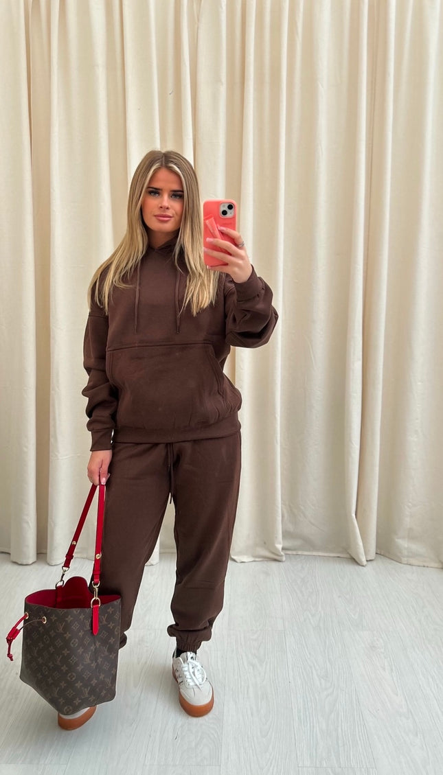 Oversized Hooded Tracksuit Chocolate Brown