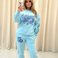 Angel Numbers Protect Your Energy Graffiti Sweatshirt Tracksuit Blue - Blue