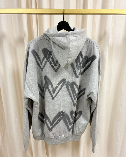 Grey Hearts Spray Painted Grey Hoodie Adults