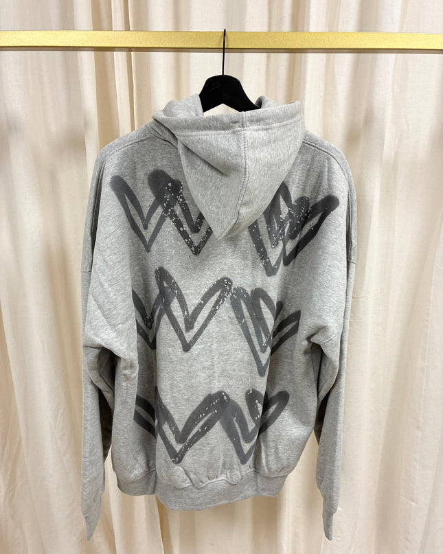Grey Hearts Spray Painted Grey Hoodie Adults