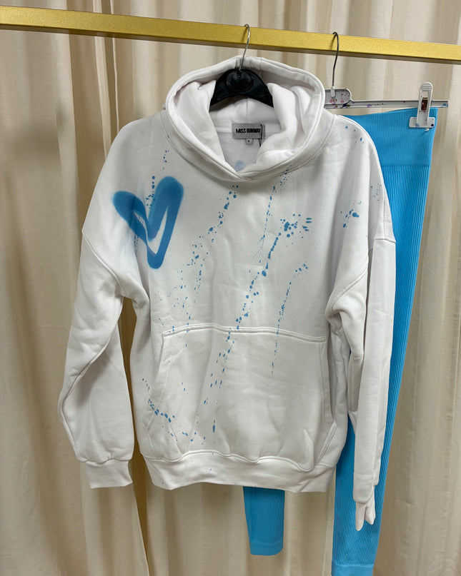 Blue Hearts Spray Painted Hoodie & Leggings Adults