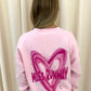 Miss Runway Pink Heart Graffiti Sweatshirt Pink