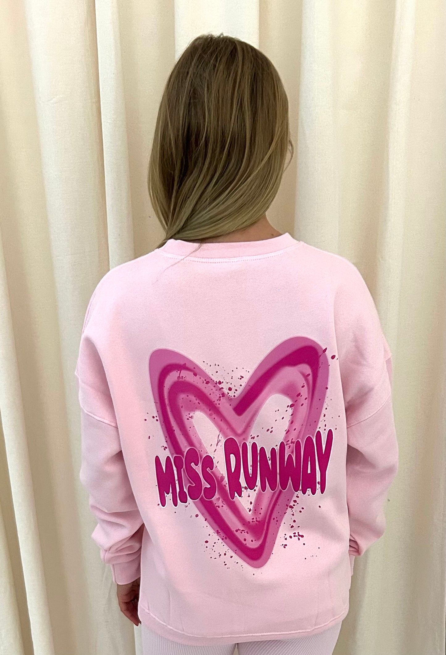 Miss Runway Pink Heart Graffiti Sweatshirt Pink