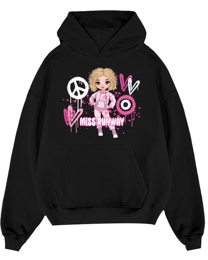 Miss Runway Doll Hoodie Pink Heart Design
