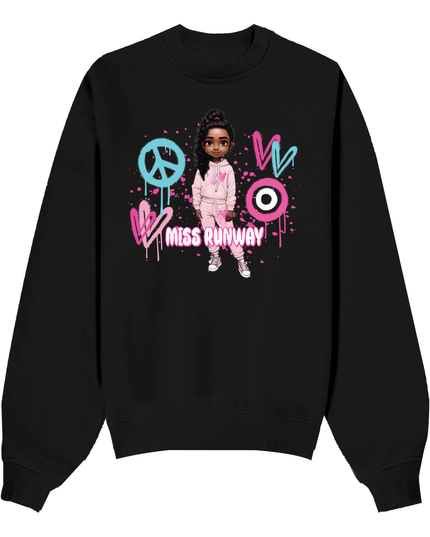 Miss Runway Doll Sweatshirt Pink/Green Heart Design