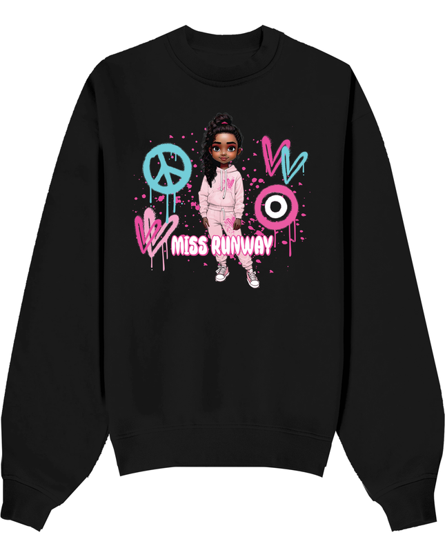 Miss Runway Doll Sweatshirt Pink/Green Heart Design