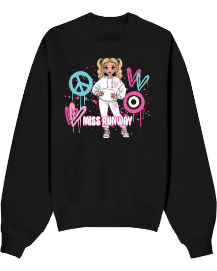 Miss Runway Doll Sweatshirt Pink/Green Heart Design