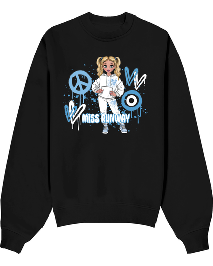 Miss Runway Doll Sweatshirt Blue Heart Design