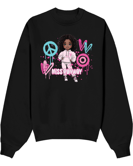Miss Runway Doll Sweatshirt Pink/Green Heart Design