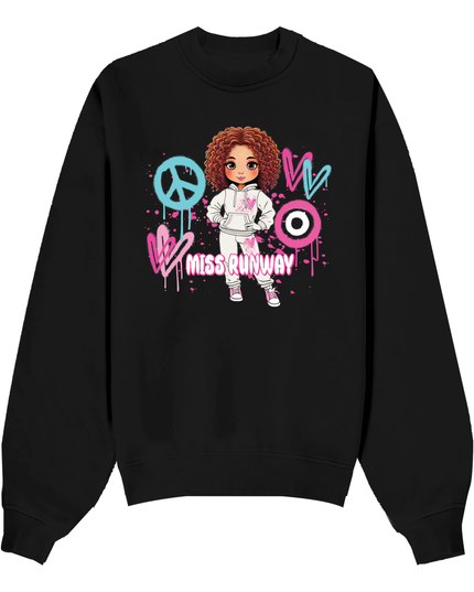 Miss Runway Doll Sweatshirt Pink/Green Heart Design