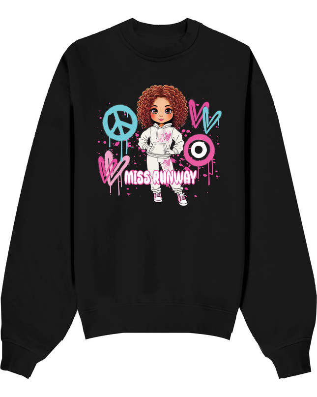 Miss Runway Doll Sweatshirt Pink/Green Heart Design