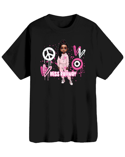 Miss Runway Doll T-Shirt Pink Heart Design