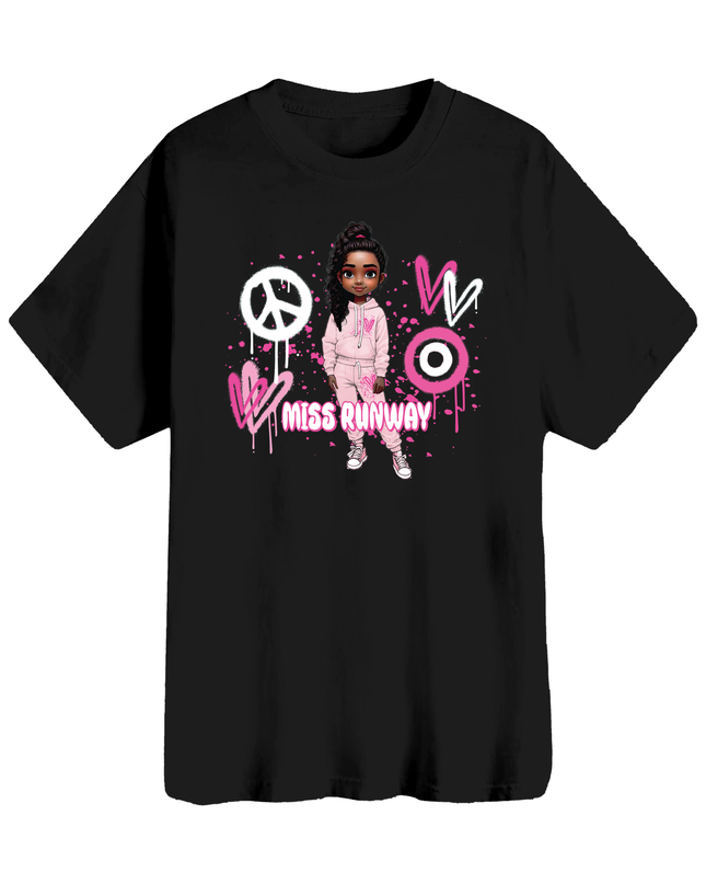 Miss Runway Doll T-Shirt Pink Heart Design