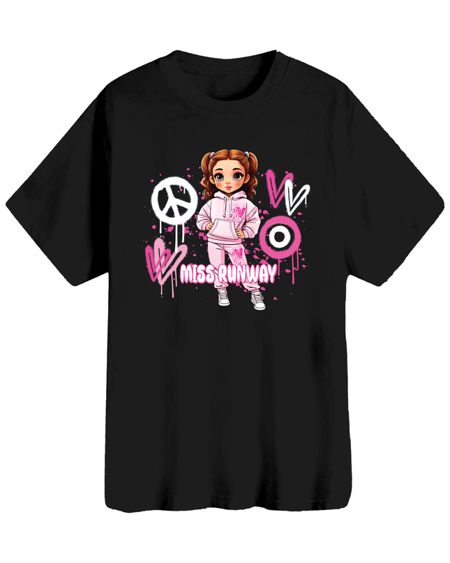 Miss Runway Doll T-Shirt Pink Heart Design