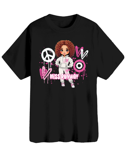 Miss Runway Doll T-Shirt Pink Heart Design
