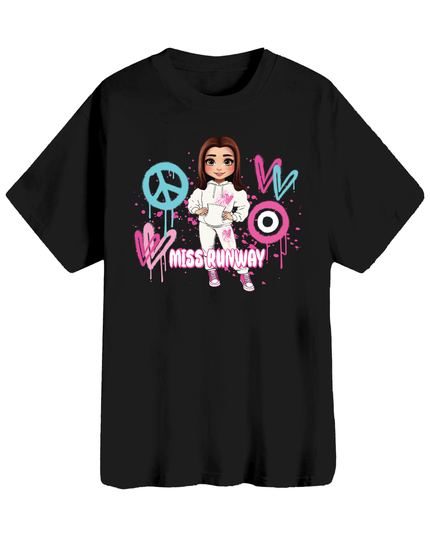 Miss Runway Doll T-Shirt Pin/Greenk Heart Design